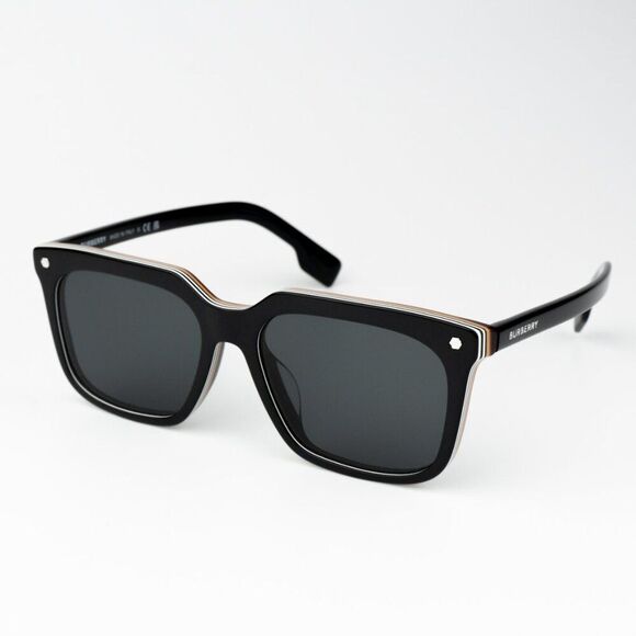 NEW Burberry BE4337F CARNABY 379887 Black Grey Square Unisex Sunglasses - Picture 1 of 11